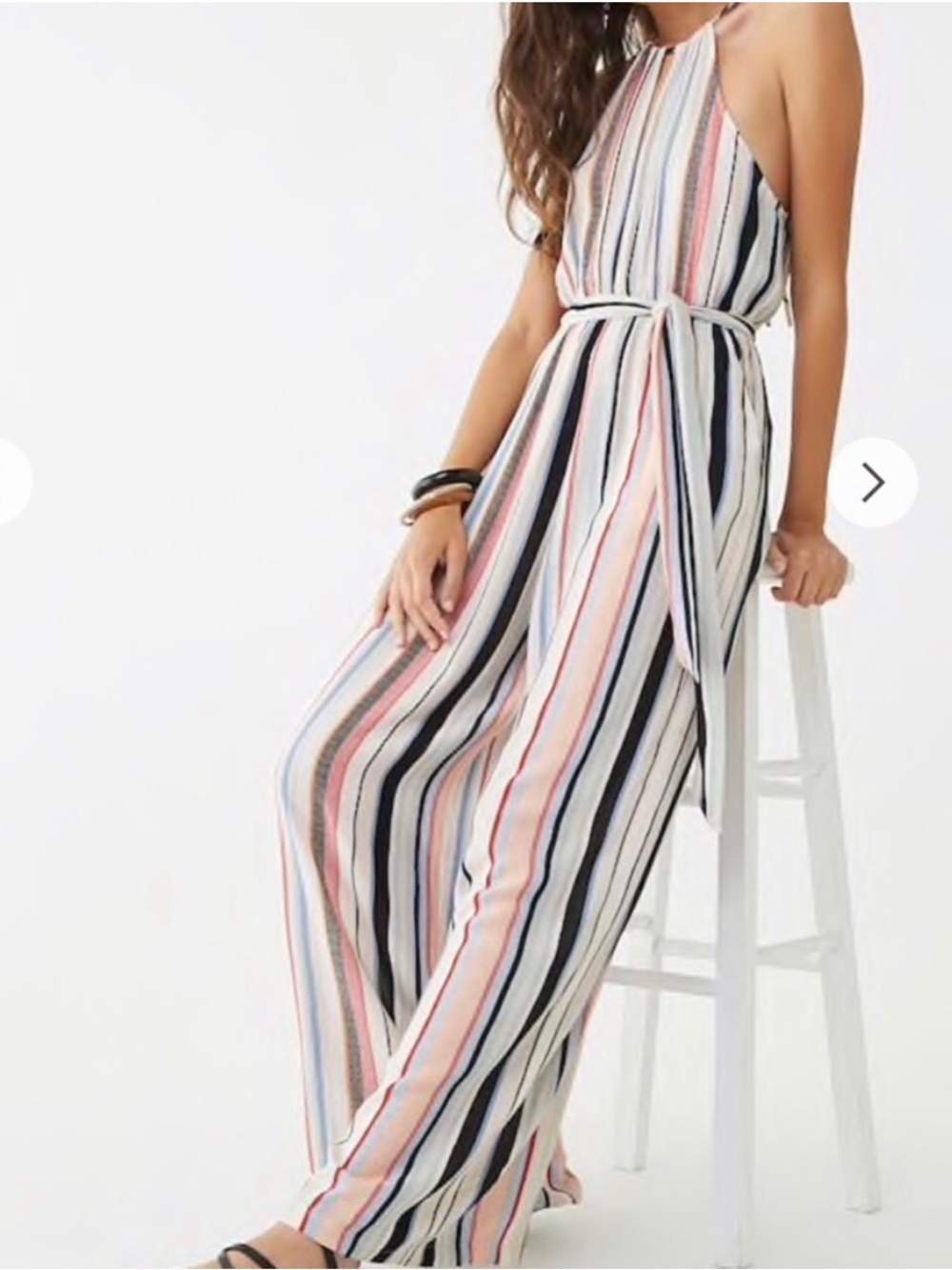 GILLI Multicolor Vertical Stripe Halter Jumpsuit